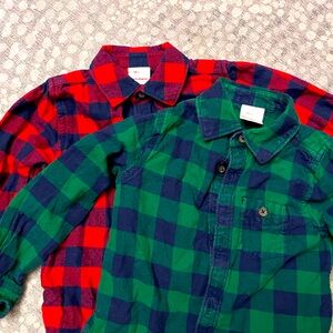 Two pack of boys hanna 4t flannel shirts
